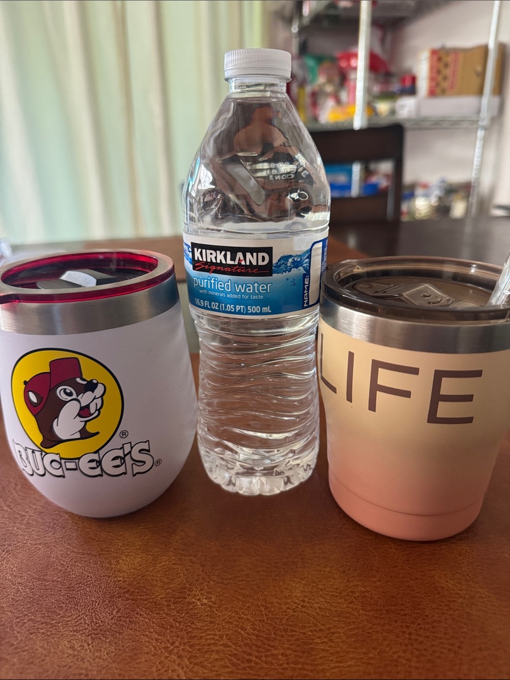 Kirkland Signature Water Bottle with Blue Label and White Cap
